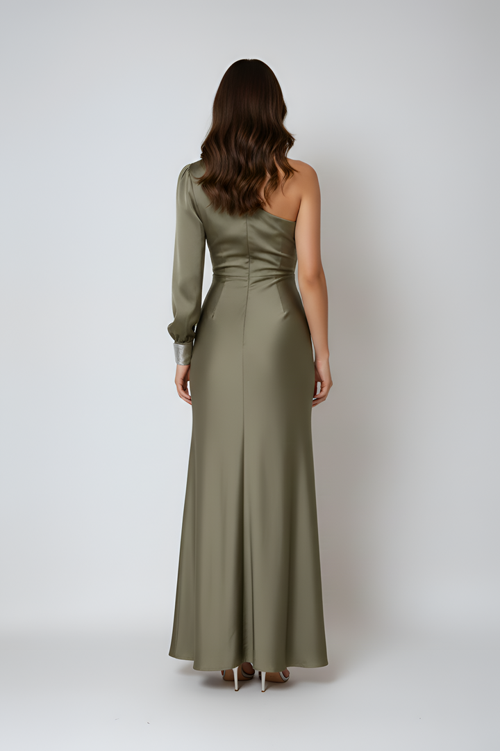 One-Shoulder Satin Dress | Elegant Fluid Evening Gown for Formal Events 3