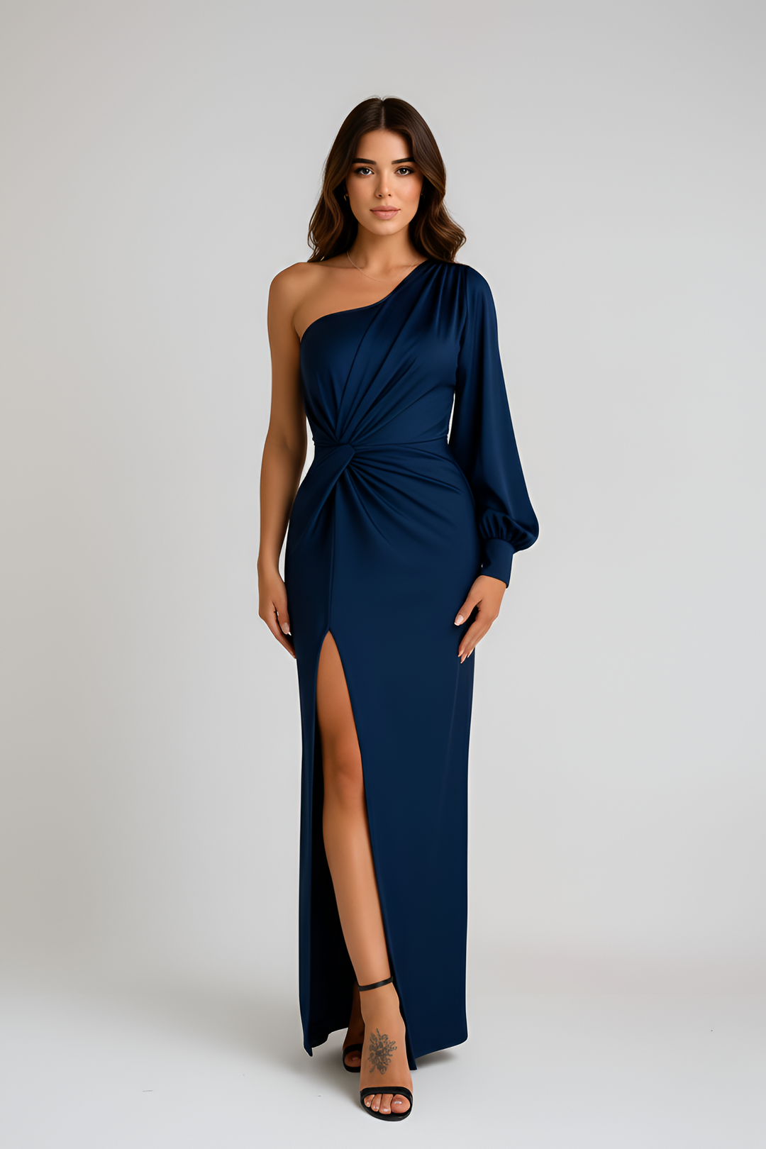 One-Shoulder Satin Dress | Elegant Fluid Evening Gown for Formal Events 7