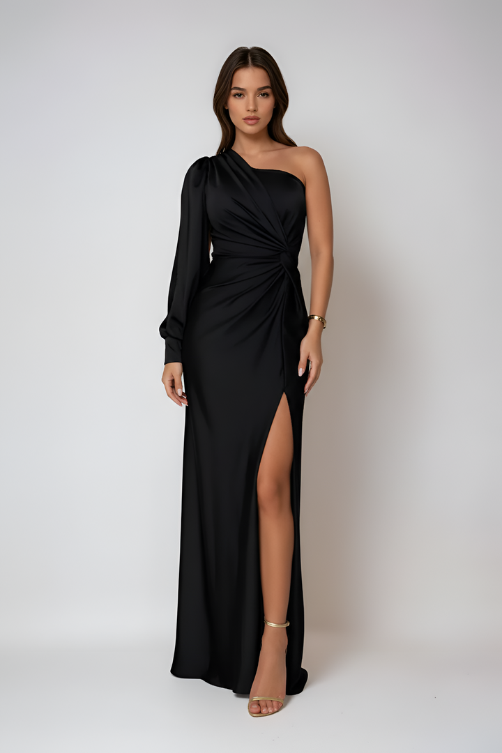 One-Shoulder Satin Dress | Elegant Fluid Evening Gown for Formal Events 8