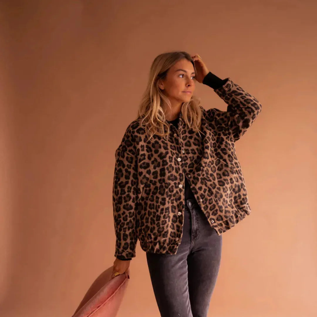Oversized Bomber Jacket | Stylish Comfortable Leopard Print Jacket 2