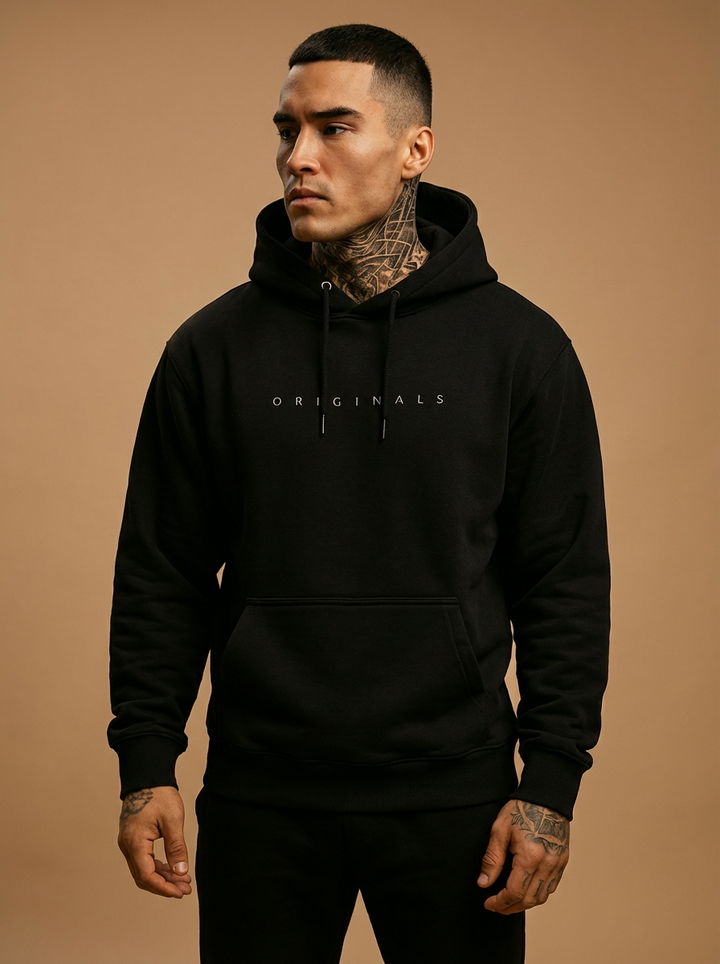 Liam | Cozy Black Hooded Sweatshirt for Men