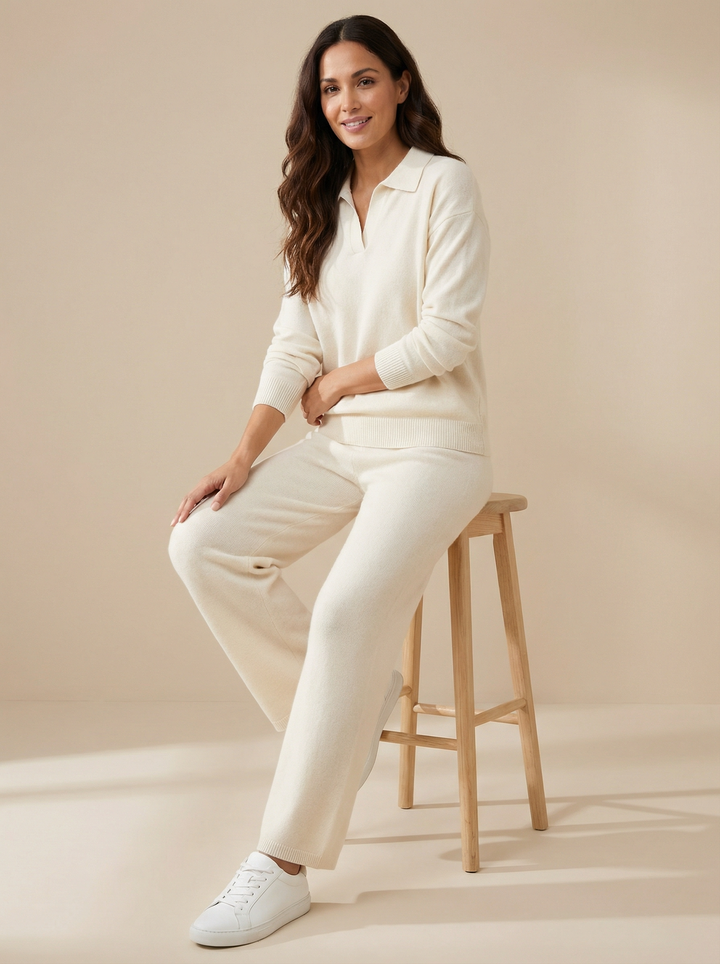 Polo Knit Set | Cozy Elegant Women's Outfit