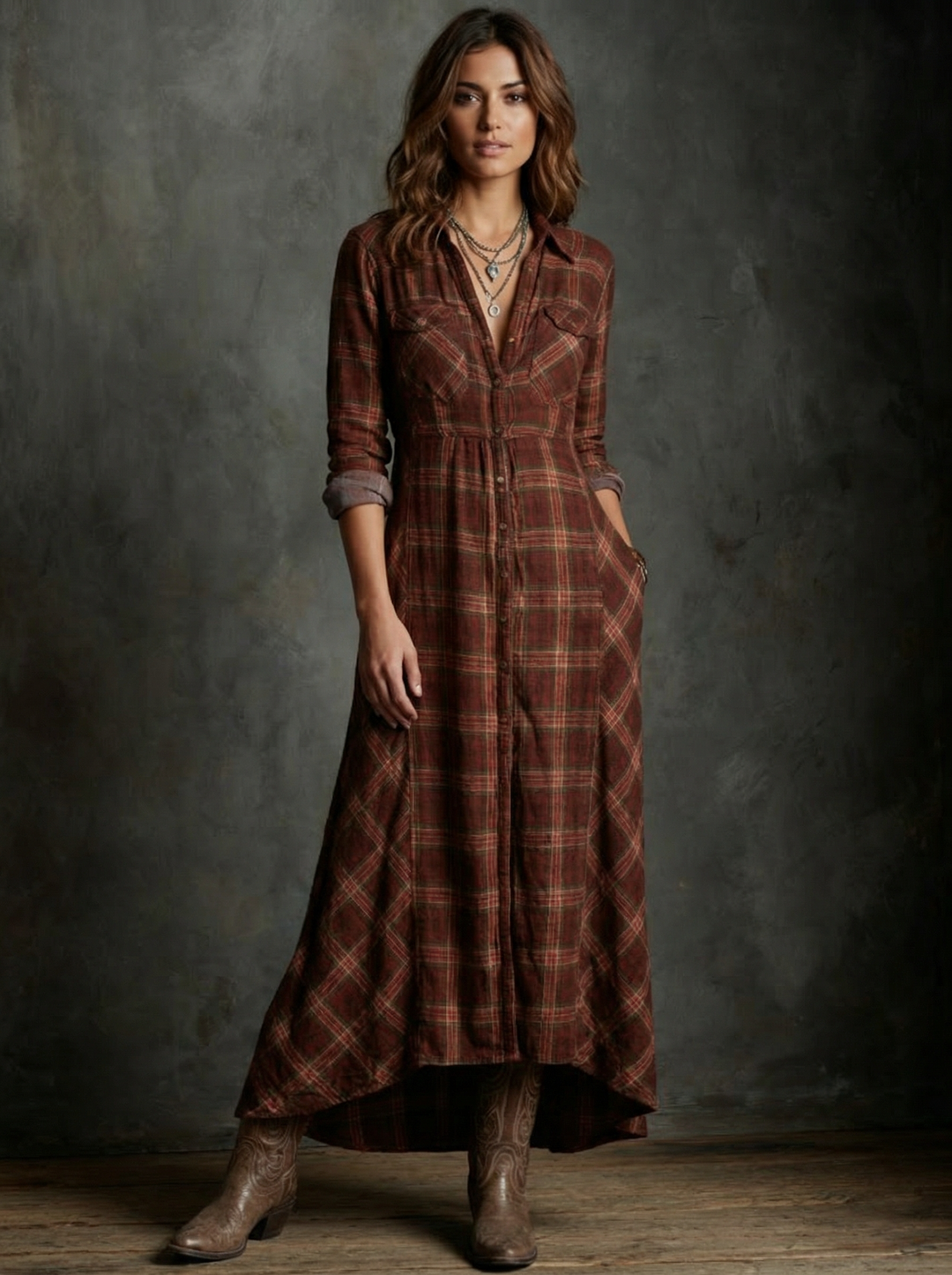 Mia | Elegant Plaid Maxi Dress for Women