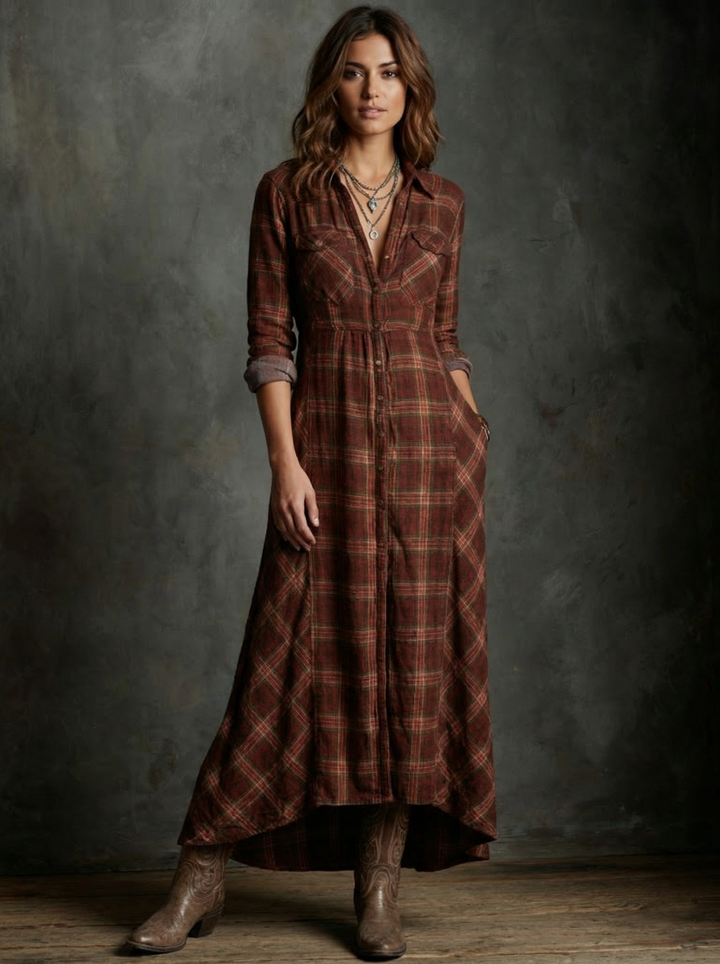 Mia | Elegant Plaid Maxi Dress for Women