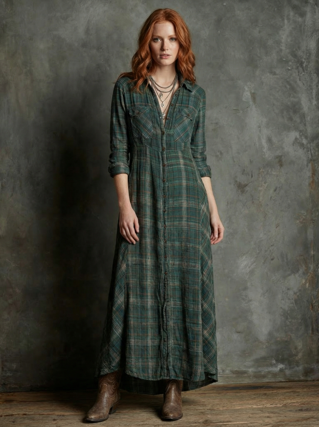 Mia | Elegant Plaid Maxi Dress for Women