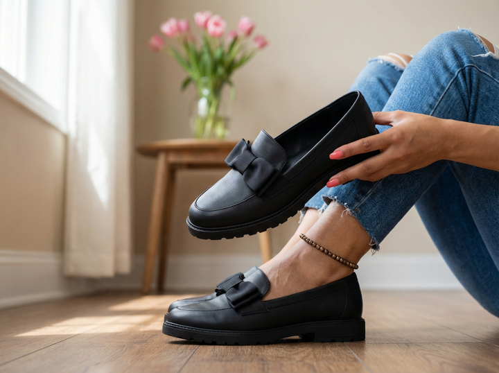 Black Loafers for Women | Elegant Comfortable Slip-On Fashion Footwear