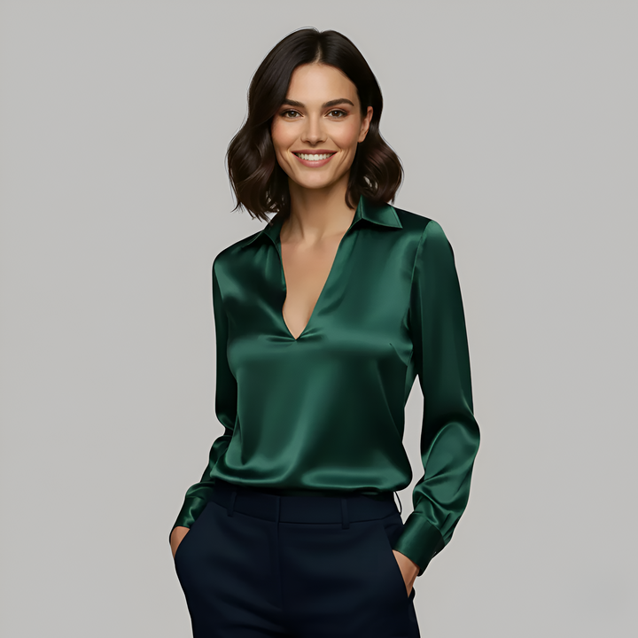 Satin Blouse | Elegant Versatile Long Sleeve Women's Top