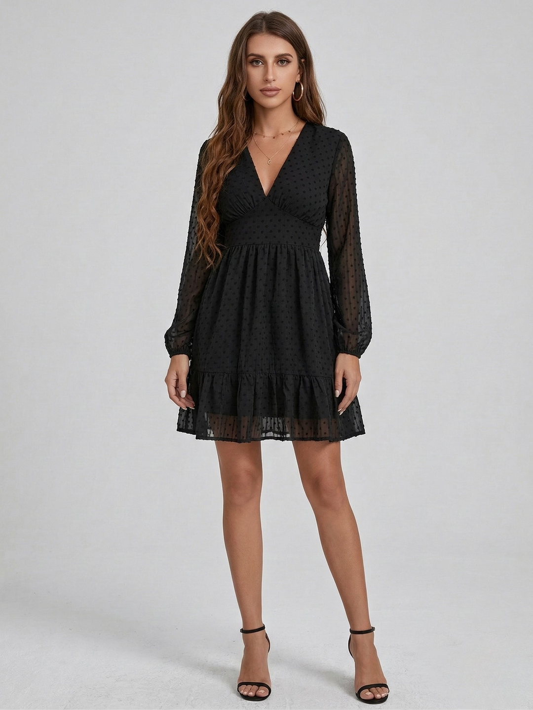 Short Chiffon Dress | Elegant Feminine V-Neck Wedding Guest Dress 4