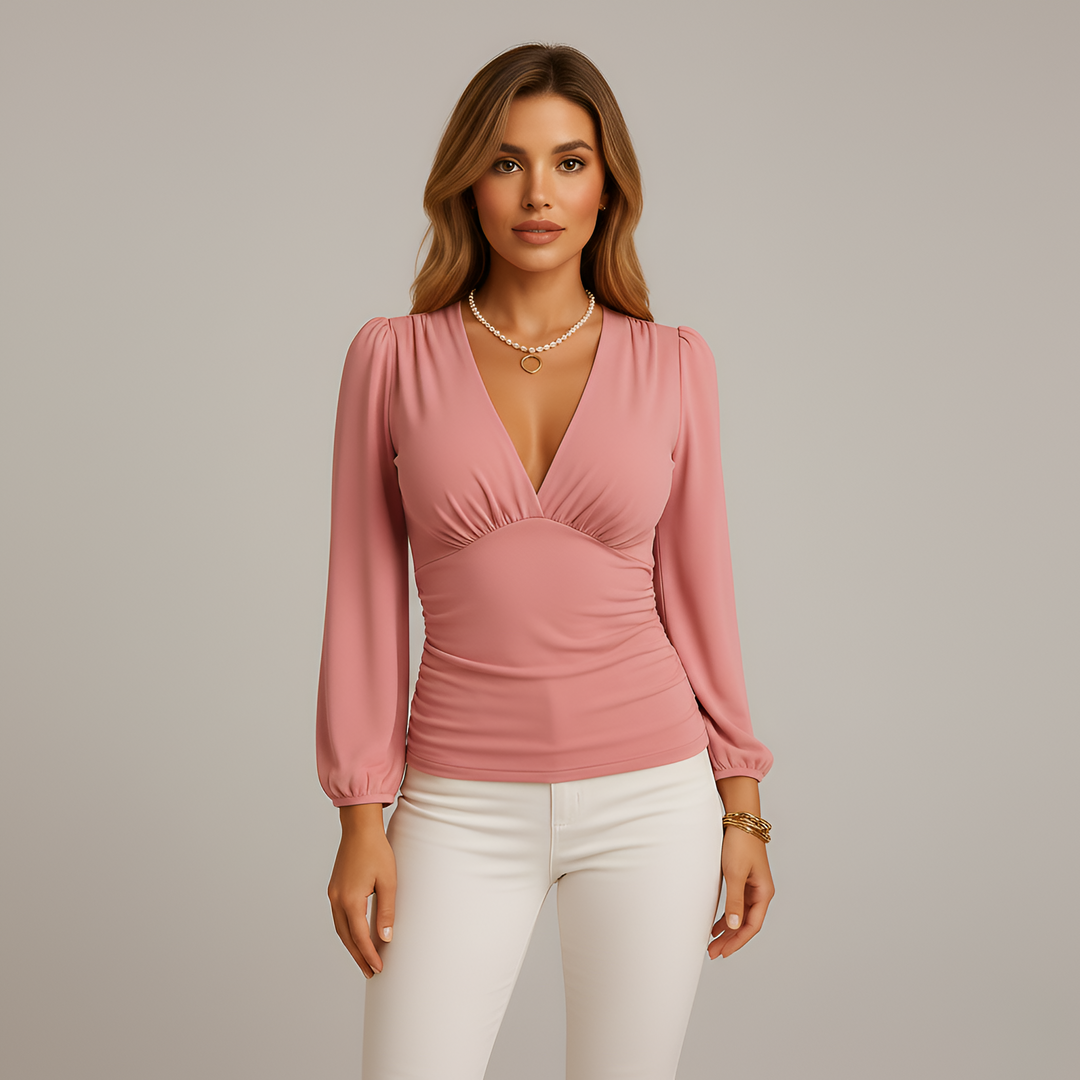 V-Neck Long Sleeve Top | Elegant Comfortable Women's Top