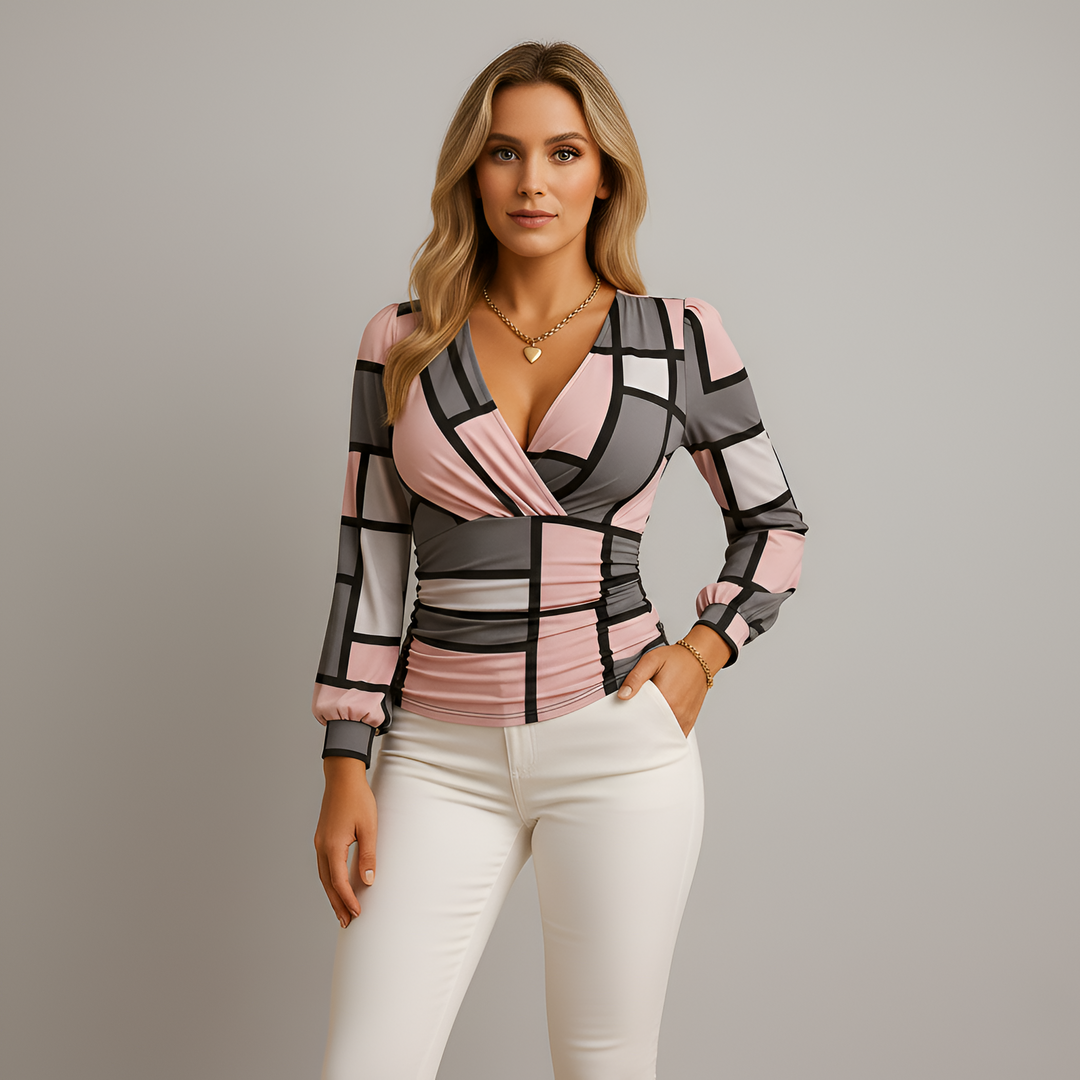 V-Neck Long Sleeve Top | Elegant Comfortable Women's Top