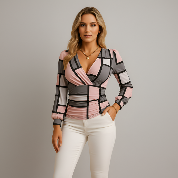 V-Neck Long Sleeve Top | Elegant Comfortable Women's Top