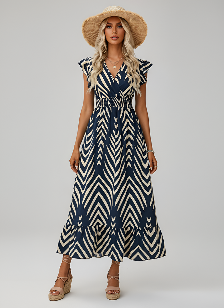 Womens Summer Dress | Elegant Comfortable Geometric Print Midi Dress 0