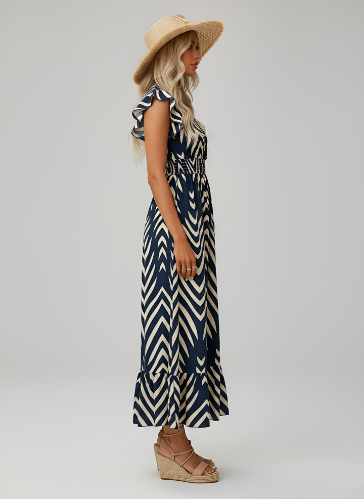 Womens Summer Dress | Elegant Comfortable Geometric Print Midi Dress 1