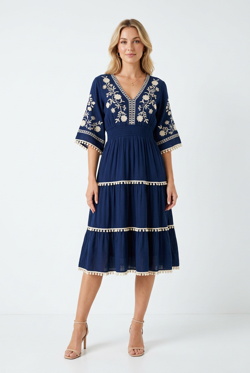 Short Summer Dress | Elegant Floral V-Neck Casual Dress