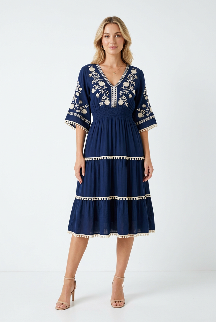 Short Summer Dress | Elegant Floral V-Neck Casual Dress