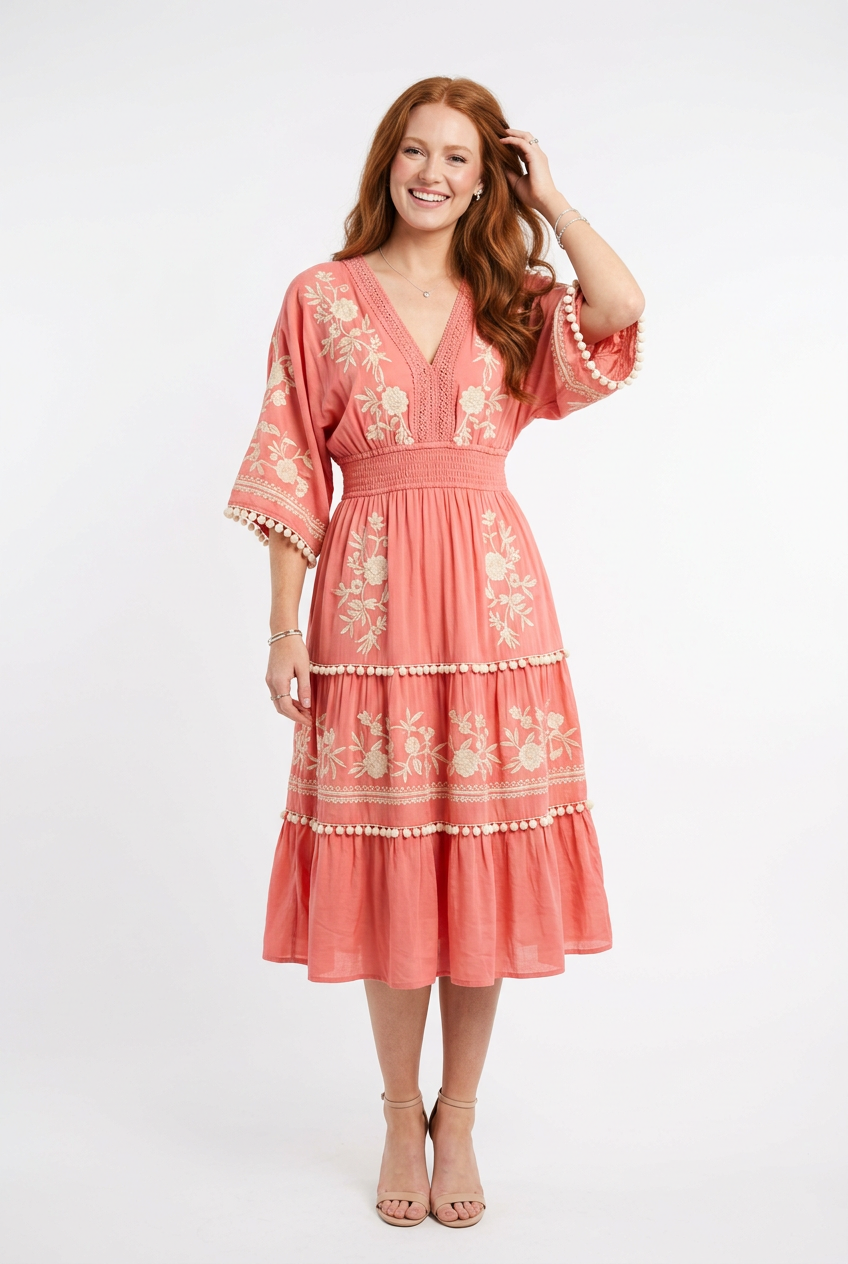 Short Summer Dress | Elegant Floral V-Neck Casual Dress