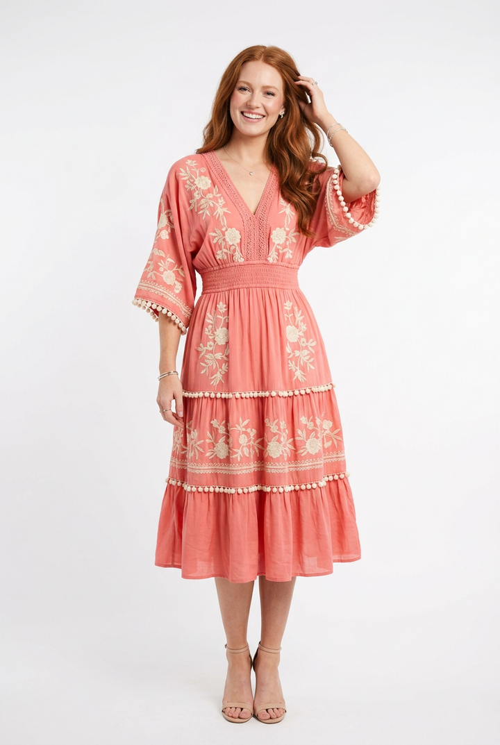 Short Summer Dress | Elegant Floral V-Neck Casual Dress