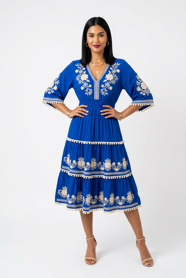 Short Summer Dress | Elegant Floral V-Neck Casual Dress