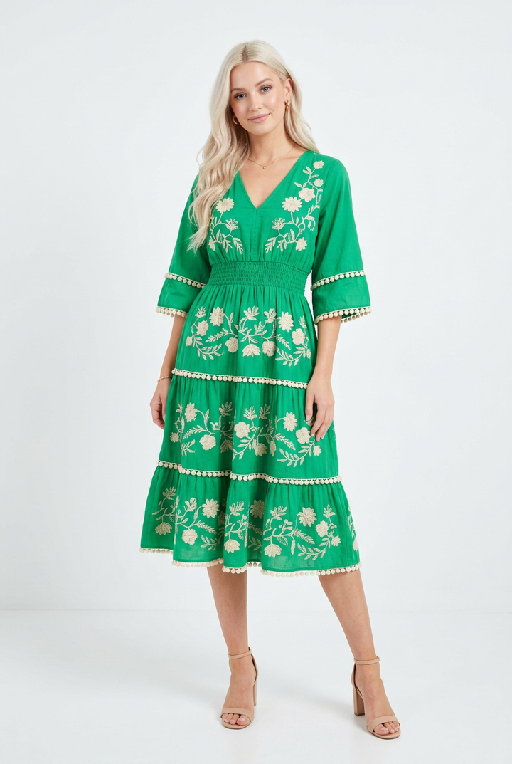 Short Summer Dress | Elegant Floral V-Neck Casual Dress