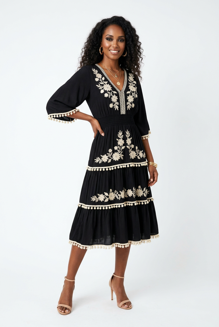 Short Summer Dress | Elegant Floral V-Neck Casual Dress